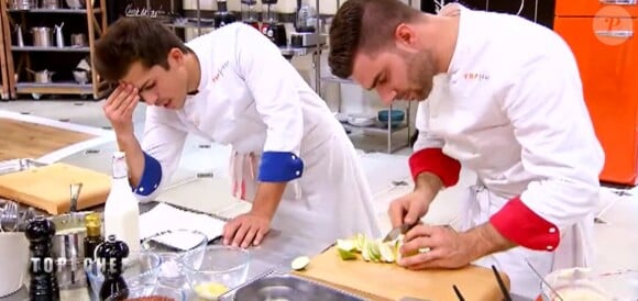 Victor et Thibault dans "Top Chef 2018" (M6), le 7 mars 2018.