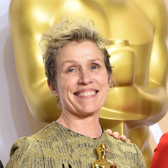 Frances McDormand (Oscar meilleure actrice pour "3 Billboards: les Panneaux de la vengeance") - Press room de la 90ème cérémonie des Oscars 2018 au théâtre Dolby à Los Angeles, Californie, Etats-Unis, le 4 mars 2018.