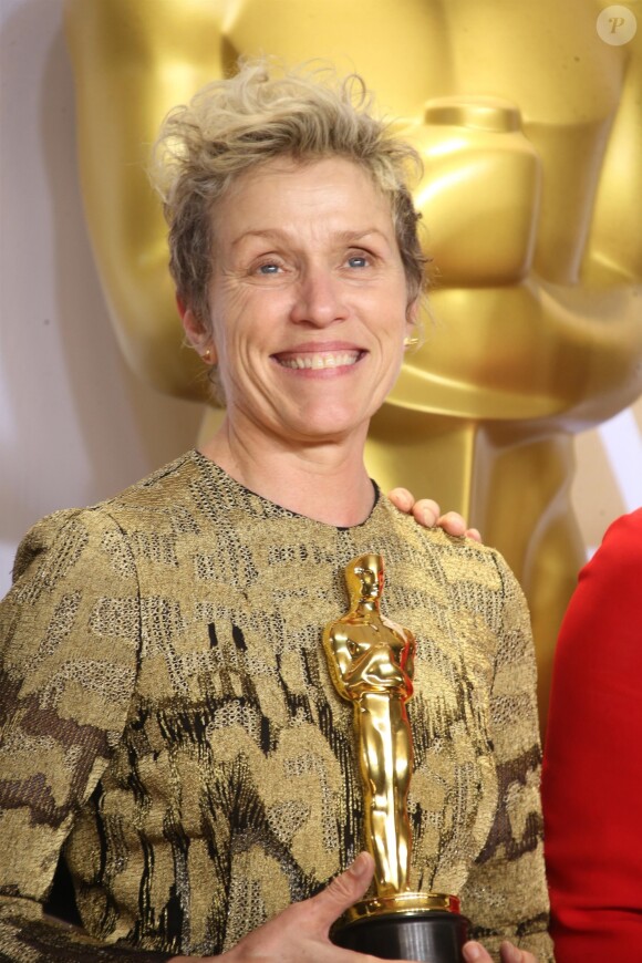 Frances McDormand (Oscar de la meilleure actrice pour '3 Billboards: Les panneaux de la vengeance') à la press room de la 90ème cérémonie des Oscars 2018 au théâtre Dolby à Los Angeles, le 4 mars 2018