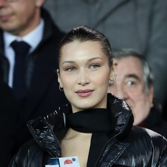 Bella Hadid et David Beckham - People lors du huitième de finale retour de Ligue des Champion, du Paris Saint-Germain contre le Real Madrid au Parc des Princes à Paris le 6 mars 2018. Le Real à remporté le match sur le score de 2 buts à 1. © Cyril Moreau/Bestimage