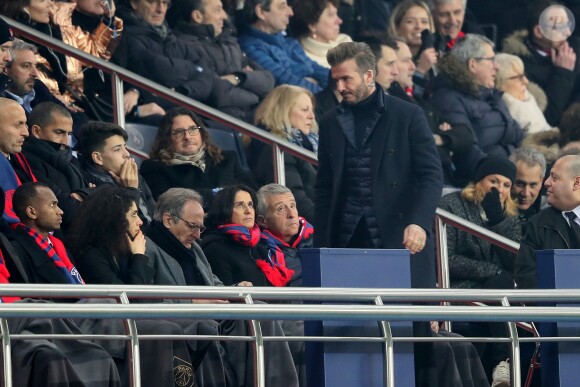 David Beckham - People lors du huitième de finale retour de Ligue des Champion, du Paris Saint-Germain contre le Real Madrid au Parc des Princes à Paris le 6 mars 2018. Le Real à remporté le match sur le score de 2 buts à 1. © Cyril Moreau/Bestimage