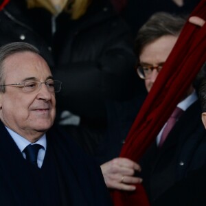 Florentino Pérez, Nicolas Sarkozy - People lors du huitième de finale retour de Ligue des Champion, du Paris Saint-Germain contre le Real Madrid au Parc des Princes à Paris le 6 mars 2018. Le Real à remporté le match sur le score de 2 buts à 1. © Rachid Bellak/Bestimage