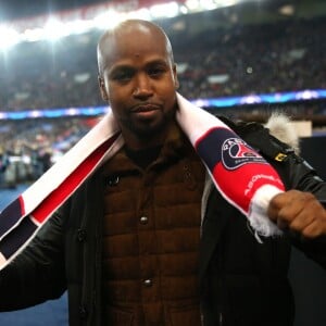 Le rappeur Rohff - People lors du huitième de finale retour de Ligue des Champion, du Paris Saint-Germain contre le Real Madrid au Parc des Princes à Paris le 6 mars 2018. Le Real à remporté le match sur le score de 2 buts à 1. © Cyril Moreau/Bestimage