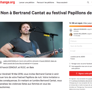 Sous la pression d'une pétition ayant réuni plus de 74 000 signatures, Bertrand Cantat a finalement décidé d'annuler sa tournée des festivals. Il devait notamment se produire le 18 mai 2018 au Festival Papillons de Nuit.