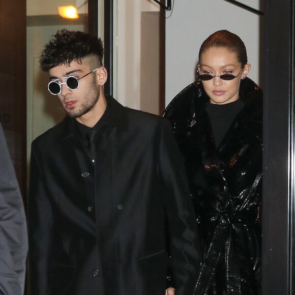 Zayn Malik fête son 25ème anniversaire en compagnie de sa chérie Gigi Hadid à New York le 12 janvier 2018.