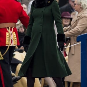 Le prince William, duc de Cambridge, colonel des Gardes irlandais et Catherine (Kate) Middleton, duchesse de Cambridge, enceinte, lors de la parade de la Saint Patrick à Houslow en présence du premier bataillon des gardes irlandais le 17 mars 2018. 