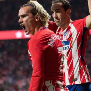 Antoine Griezmann, avec son club de Atletico de Madrid, premier buteur au tout nouveau stade Wanda Metropolitano lors du match contre Malaga à Madrid le 16 septembre 2017.