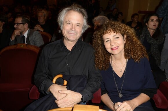 Franz-Olivier Giesbert et sa compagne Valérie Toranian - Générale de la pièce de théâtre "Le Mensonge" au théâtre Edouard VII à Paris, le 14 septembre 2015.
