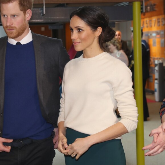 Le prince Harry et Meghan Markle ont visité le campus scientifique Catalyst Inc où étaient rassemblés des entrepreneurs innovants le 23 mars 2018 à Belfast.