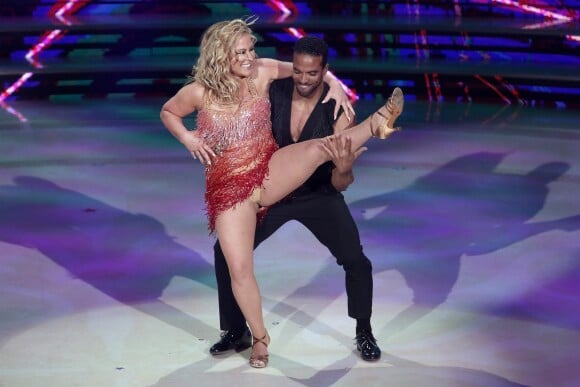 Anastacia et le danseur Maykel Fonts sur le plateau de "Ballando con le stelle" (le "Danse avec les stars" italien) à Rome le 26 mars 2018.