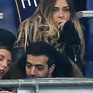 Exclusif - Camille Cerf et Tarek Boudali dans les tribunes du Stade de France lors du match de football amical France - Colombie à Saint-Denis le 23 mars 2018