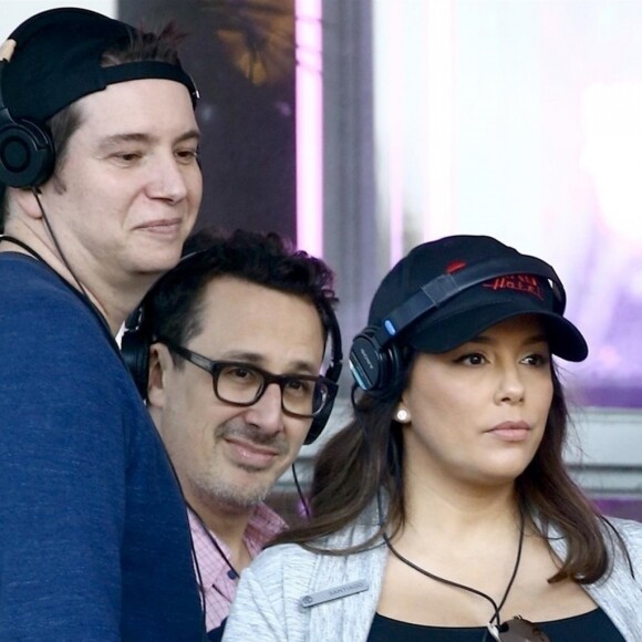 Eva Longoria (enceinte) sur le tournage de son film en tant que réalisatrice " Grand Hôtel " Le 17 mars 2018.