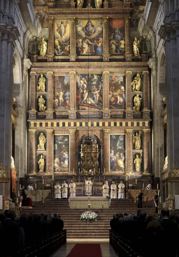 Image lors de la messe commémorant le 25e anniversaire de la mort de dom Juan de Borbon (Jean de Bourbon), père du roi Juan Carlos Ier, le 3 avril 2018 au monastère San Lorenzo de El Escorial.