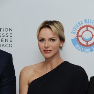 La princesse Charlene de Monaco lors du gala de la 2e édition du "Riviera water bike challenge" au yacht club de Monaco le 14 avril 2018. © Bruno Bebert / Bestimage