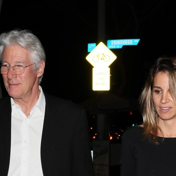 Richard Gere et sa compagne Alejandra Silva - Célébrités à la sortie d'une soirée privée au restaurant Delilah à Los Angeles, Californie, Etats-Unis, le 25 mars 2018.