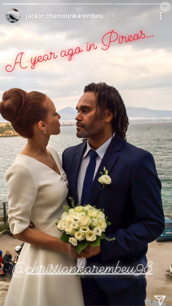 Jackie Chamoun Karembeu dévoile deux photo de son mariage avec Christian Karembeu sur Instagram, avril 2018.