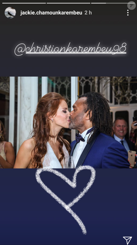 Jackie Chamoun Karembeu dévoile deux photo de son mariage avec Christian Karembeu sur Instagram, avril 2018.
