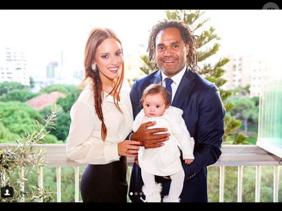 Christian Karembeu et son épouse Jackie Chamoun lors du baptême de leur fille Gaïa. Instagram, le 7 janvier 2018.