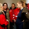 Exclusif - Visite de la princesse Caroline de Hanovre (Monaco) et de sa belle-fille Béatrice Borromeo Casiraghi, enceinte, au Campo Roya à Vintimille en Italie, camp géré par la Croix-Rouge italienne qui accueille les migrants, le 12 Avril 2018 - Jean-François Ottonello / Nice Matin / Bestimage Exclusive