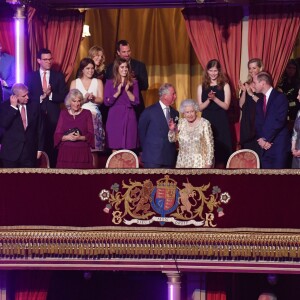 La famille royale d'Angleterre et la reine Elizabeth II d'Angleterre - Concert au théâtre Royal Albert Hall à l'occasion du 92e anniversaire de la reine Elizabeth II d'Angleterre à Londres le 21 avril 2018.