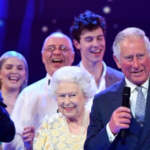 La reine Elizabeth II et Le prince Charles, prince de Galles - Concert au théâtre Royal Albert Hall à l'occasion du 92e anniversaire de la reine Elizabeth II d'Angleterre à Londres le 21 avril 2018.