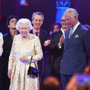La reine Elizabeth et Le prince Charles - Concert au théâtre Royal Albert Hall à l'occasion du 92e anniversaire de la reine Elizabeth II d'Angleterre à Londres le 21 avril 2018.