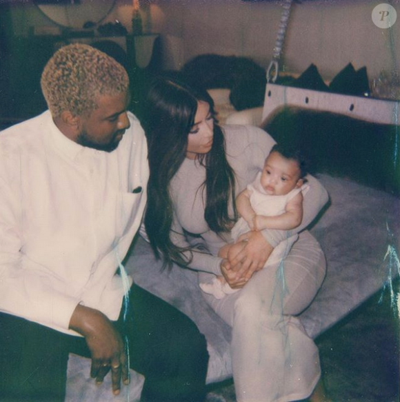 Kanye West, Kim Kardashian et leur fille Chicago. Avril 2018.
