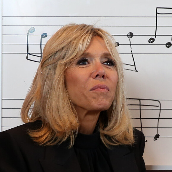 La Première Dame Brigitte Macron (Trogneux) visite l'école d'art "Duke Ellington School of the Arts" (école des arts du spectacle) à Washington, The District, Etats-Unis, le 25 avril 2018. © Dominique Jacovides/Bestimage