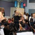 La Première Dame Brigitte Macron (Trogneux) visite l'école d'art "Duke Ellington School of the Arts" (école des arts du spectacle) à Washington, The District, Etats-Unis, le 25 avril 2018. © Dominique Jacovides/Bestimage