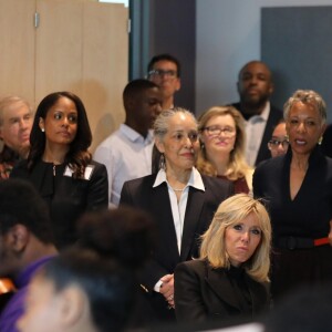 La Première Dame Brigitte Macron (Trogneux) visite l'école d'art "Duke Ellington School of the Arts" (école des arts du spectacle) à Washington, The District, Etats-Unis, le 25 avril 2018. © Dominique Jacovides/Bestimage