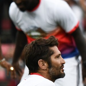 Zinédine Zidane et Bixente Lizarazu - Les champions du monde de 98 ont défié les rugbymen du Stade toulousain lors d'une rencontre caritative pour l'association de Pascal Olmeta "Un sourire, un espoir pour la vie" sur la pelouse du stade Ernest Wallon à Toulouse, le 10 juillet 2017. © Agence/Bestimage