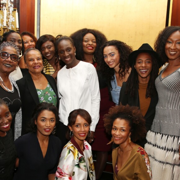 Semi-exclusif - Mata Gabin, Sabine Pakora, Aïssa Maïga, Firmine Richard, Christiane Taubira, France Zobda, Christiane Taubira, Assa Sylla, Eye Haïdara, Maïmouna Gueye, Magaajyia Silberfeld, Shirley Souagnon, Nadège Beausson-Diagne (robe Christophe Guillarmé, bijoux Elsa Lee Paris), Marie-Philomène Nga, Karidja Touré, Sara Martins, Sonia Rolland (Miss France 2000) et Rachel Khan lors du lancement du livre "Noire n'est pas mon métier" de A.Maïga des éditions du Seuil dans les salons du restaurant Fouquet's à Paris, France, le 2 mai 2018. © Denis Guignebourg/Bestimage