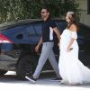 Eva Longoria et son mari José Baston - Le couple arrive à la baby shower de Eva Longoria à The Lombardi House à Los Angeles, le 5 mai 2018