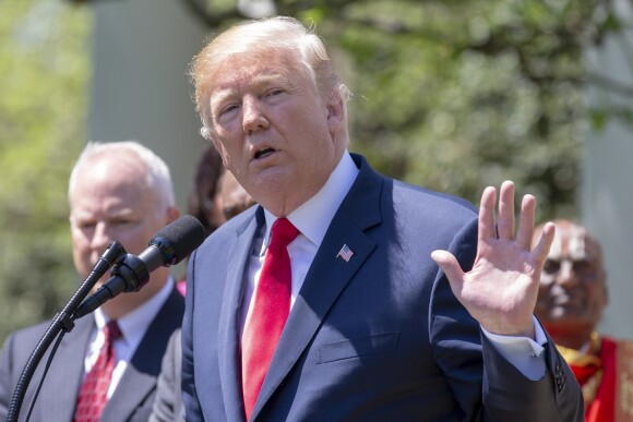 Le président Donald Trump lors d'un discours pour le jour national de prière à la Maison Blanche à Washington le 3 mai 2018.