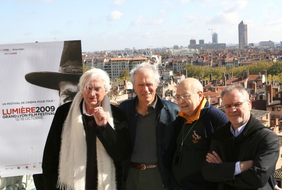 Bertrand Tavernier, Clint Eastwood, Pierre Rissient et Thierry Frémaux à Lyon en 2009.