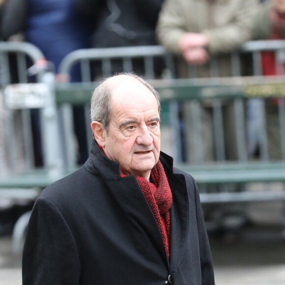 Pierre Lescure - Arrivées aux obsèques de France Gall au cimetière de Montmartre à Paris le 12 janvier 2018.