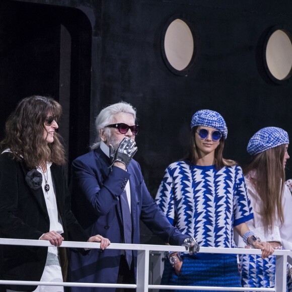 Karl Lagerfeld lors du défilé croisière Chanel au Grand Palais à Paris le 3 mai 2018. © Olivier Borde/Bestimage