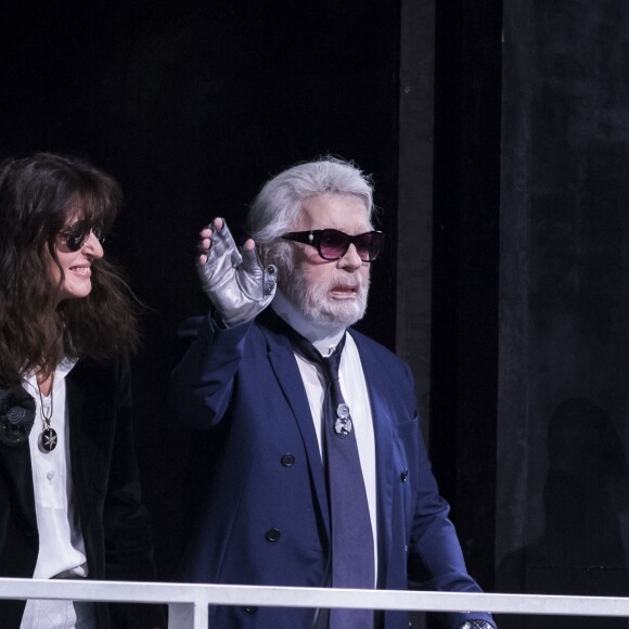 Karl Lagerfeld lors du défilé croisière Chanel au Grand Palais à Paris le 3 mai 2018. © Olivier Borde/Bestimage