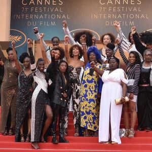 Nadege Beausson-Diagne - Mata Gabin - Maïmouna Gueye - Eye Haïdara - Rachel Khan - Aïssa Maïga - Sara Martins - Marie-Philomène NGA - Sabine Pakora - Firmine Richard - Sonia Rolland - Magaajyia Silberfeld - Shirley Souagnon - Assa Sylla - Karidja Touré - France Zobda. Les auteures du livre "Noire n'est pas mon métier" au Festival de Cannes, ce 16 mai 2018. Photo by Lionel Hahn/ABACAPRESS.COM