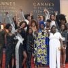 Khadja Nin, le collectif des 16 actrices "Noire n'est pas mon métier" : Nadege Beausson-Diagne, Mata Gabin, Maïmouna Gueye, Eye Haïdara, Rachel Khan, Aïssa Maïga, Sara Martins, Marie-Philomène NGA, Sabine Pakora, Firmine Richard, Sonia Rolland, Magaajyia Silberfeld, Shirley Souagnon, Assa Sylla, Karidja Touré, France Zobda (Habillées en Balmain) - Montée des marches du film " Burning " lors du 71ème Festival International du Film de Cannes. Le 16 mai 2018 © Giancarlo Gorassini / Bestimage