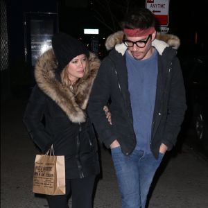 Exclusif - Hilary Duff et son compagnon Matthew Koma sont allés diner en amoureux au restaurant Russ & Daughters à New York, le 10 avril 2018