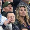 Denis Brogniart et Sophie Tapie - Les célébrités dans les tribunes assistent à la finale de la Ligue Europa, l'Olympique de Marseille contre l'Atlético de Madrid au stade Groupama à Decines-Charpieu banlieue de Lyon, France, le 16 mai 2018. L'Atlético de Madrid a gagné 3-0. © Cyril Moreau/Bestimage