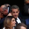 Nicolas Sarkozy et Martine Vassal (présidente du conseil départemental des Bouches-du-Rhône) - Les célébrités dans les tribunes assistent à la finale de la Ligue Europa, l'Olympique de Marseille contre l'Atlético de Madrid au stade Groupama à Decines-Charpieu banlieue de Lyon, France, le 16 mai 2018. L'Atlético de Madrid a gagné 3-0. © Cyril Moreau/Bestimage