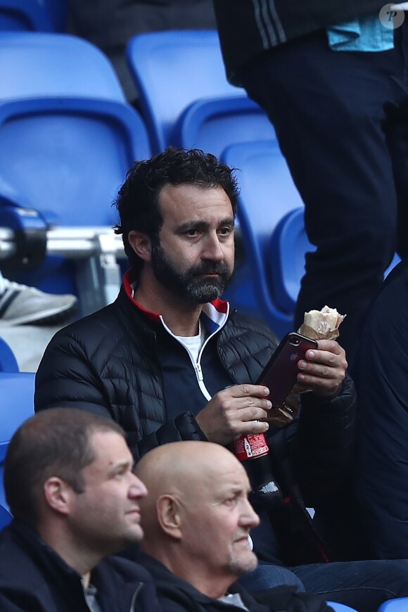 Mathieu Madénian - Les célébrités dans les tribunes assistent à la finale de la Ligue Europa, l'Olympique de Marseille contre l'Atlético de Madrid au stade Groupama à Decines-Charpieu banlieue de Lyon, France, le 16 mai 2018. L'Atlético de Madrid a gagné 3-0. © Cyril Moreau/Bestimage