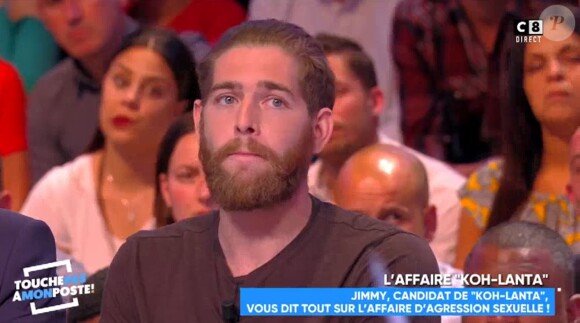 Jimmy, candidat de la saison annulée de "Koh-Lanta" (TF1) et invité de "Touche pas à mon poste" (C8) jeudi 17 mai 2018, s'exprime sur l'agression sexuelle présumée dont aurait été victime Candide Renard sur le tournage.