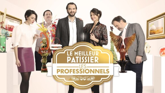 Audrey Gellet, Cyril Lignac, Pierre Hermé et Philippe Conticini, le jury du Meilleur Pâtissier - Les Professionnels sur M6, mai 2018. 