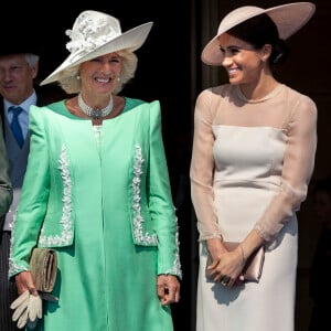 Camilla Parker Bowles, duchesse de Cornouailles, Meghan Markle, duchesse de Sussex lors de la garden party pour les 70 ans du prince Charles au palais de Buckingham à Londres. Le 22 mai 2018