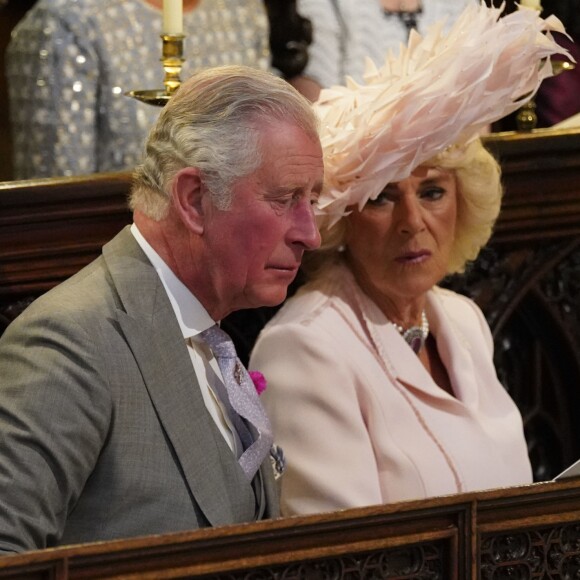 Le prince Charles, prince de Galles, et Camilla Parker Bowles, duchesse de Cornouailles - Cérémonie de mariage du prince Harry et de Meghan Markle en la chapelle Saint-George au château de Windsor, Royaume Uni, le 19 mai 2018.
