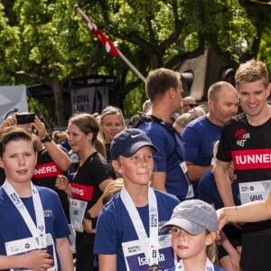 La princesse Mary de Danemark et ses enfants le prince Christian, la princesse Isabella, le prince Vincent et la princesse Josephine ont couru la Royal Run organisée pour les 50 ans du prince Frederik, à Copenhague/Frederiksberg, le 21 mai 2018.