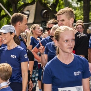 La princesse Mary de Danemark et ses enfants le prince Christian, la princesse Isabella, le prince Vincent et la princesse Josephine ont couru la Royal Run organisée pour les 50 ans du prince Frederik, à Copenhague/Frederiksberg, le 21 mai 2018.